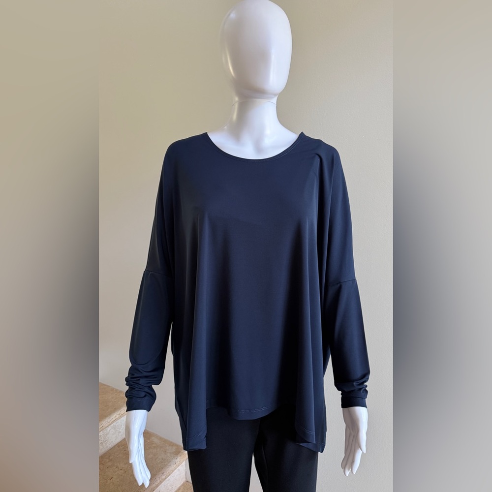 PLANET By Lauren G Long Sleeve Top Shirt, One Size fits All, Navy Blue NWOT